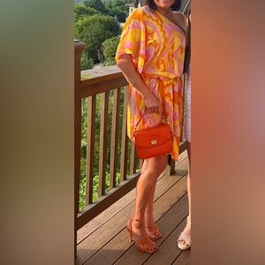 Show me your Mumu TRISH dress in tropical shades of pinks & orange